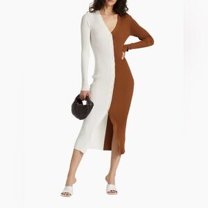 STAUD Shoko Colorblocked Midi Dress